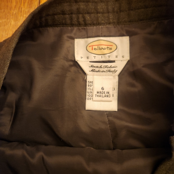 Talbots Petites Made In Italy Army Green Wool Skirt Fully Lined Size 6 Stretch - Picture 3 of 11